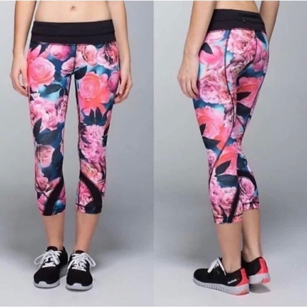 Lululemon Women’s Size 6 Inspire Secret Garden Floral Cropped Leggings